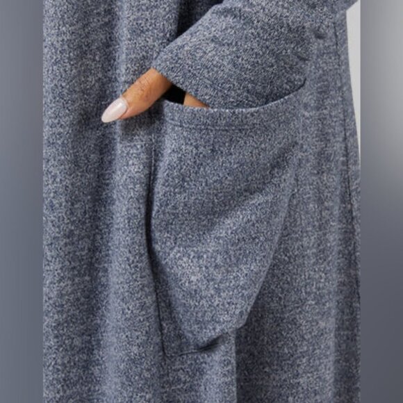 Indigo Long Open Front Sweater with pockets Women’s L/XL - Picture 2 of 5